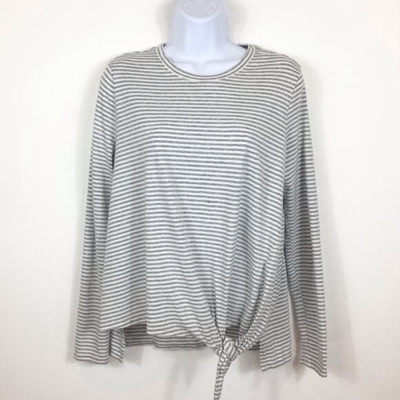 VINEYARD VINES Long Sleeve Grey Striped Tie Front Knit Top size S - Picture 1 of 6